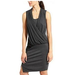 Athleta Dress Duet Faux Wrap Size Medium Grey Mid Length Summer Tank